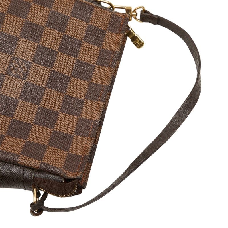 Louis Vuitton Damier Trousse Makeup Pouch Mini Handbag Brown Leather — view 8
