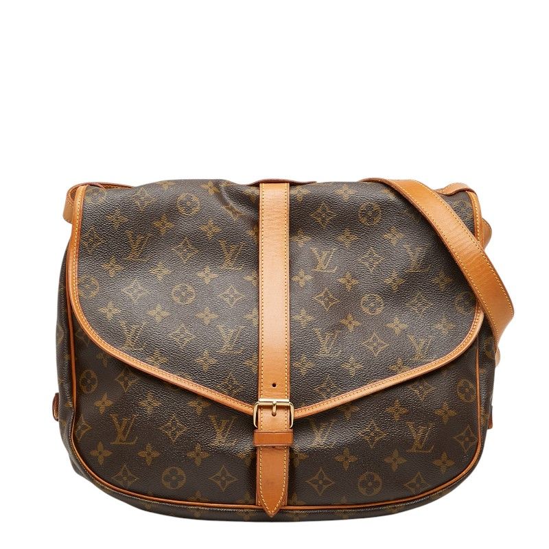 Louis Vuitton Monogram Saumur 35 Crossbody Shoulder Bag Brown Leather