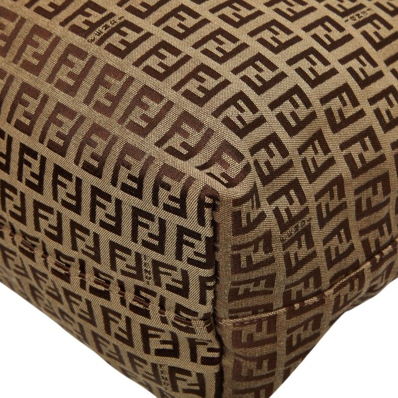 Fendi Zucchino Tote Beige Brown Canvas Leather — view 6