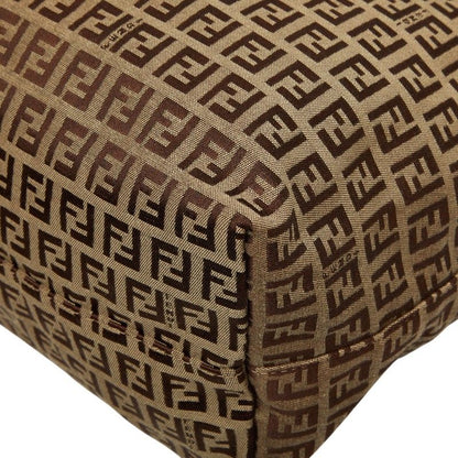 Fendi Zucchino Tote Beige Brown Canvas Leather — view 6