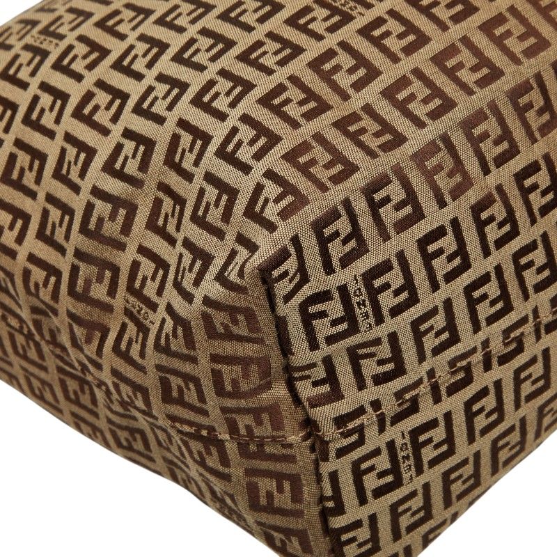 Fendi Zucchino Tote Beige Brown Canvas Leather — view 5