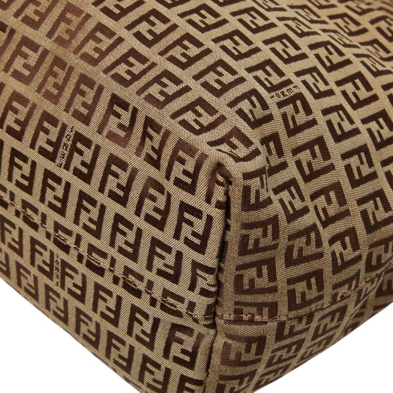 Fendi Zucchino Tote Beige Brown Canvas Leather — view 4