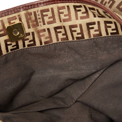 Fendi Zucchino Tote Beige Brown Canvas Leather — view 9