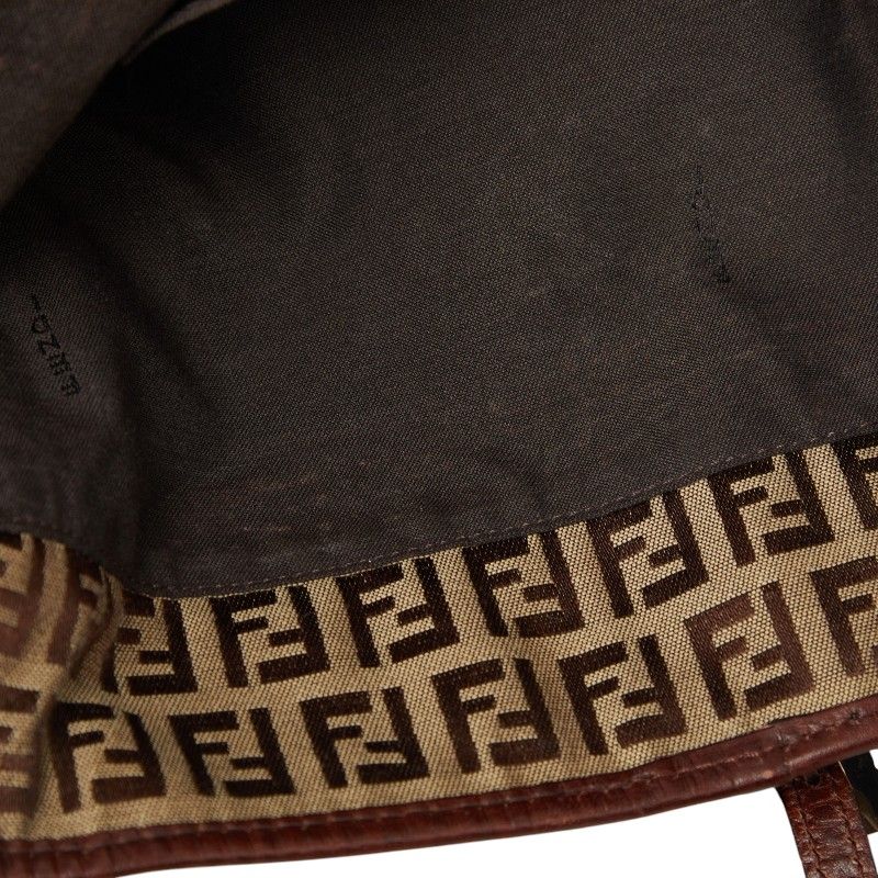 Fendi Zucchino Tote Beige Brown Canvas Leather — view 8