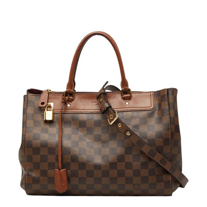 Louis Vuitton Damier Greenwich 2-Way Shoulder Bag Brown Leather