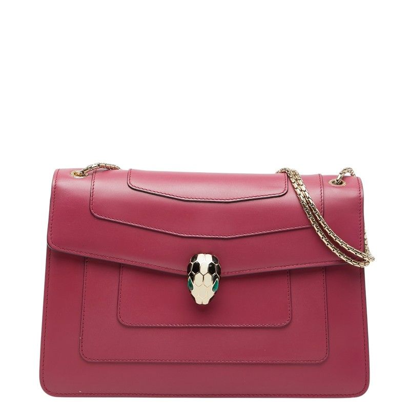 Bvlgari Serpenti Forever Chain Shoulder Bag Berry Tourmaline Pink Leather Onyx