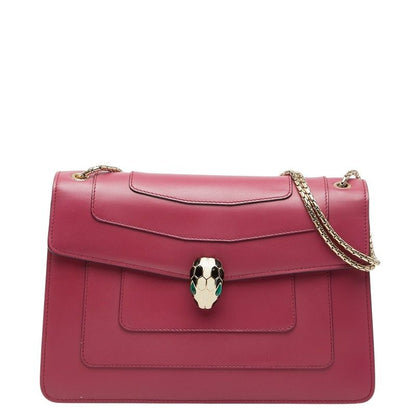 Bvlgari Serpenti Forever Chain Shoulder Bag Berry Tourmaline Pink Leather Onyx