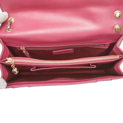 Bvlgari Serpenti Forever Chain Shoulder Bag Berry Tourmaline Pink Leather Onyx — view 9