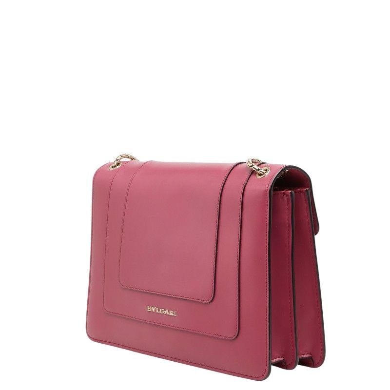 Bvlgari Serpenti Forever Chain Shoulder Bag Berry Tourmaline Pink Leather Onyx — view 2