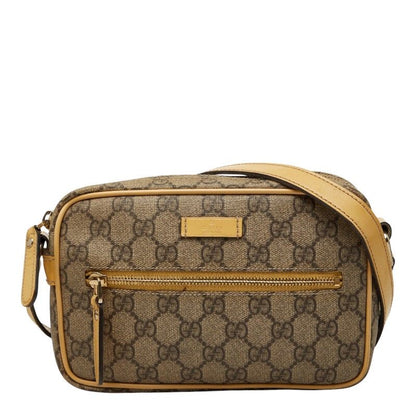 Gucci GG Supreme Crossbody Shoulder Bag Beige Leather