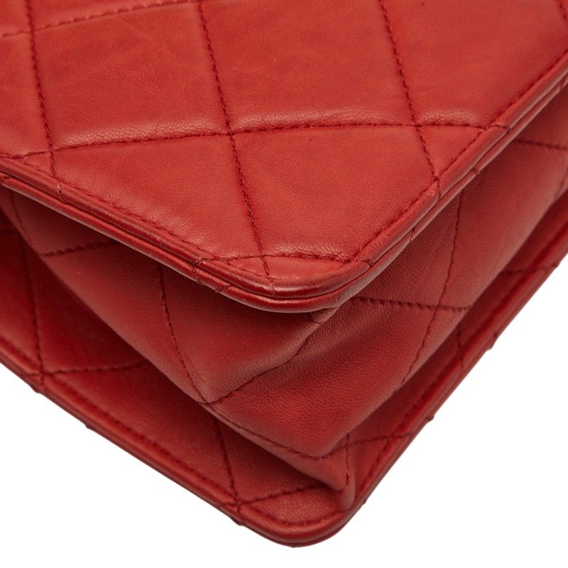 Chanel 2.55 CC Logo Quilted Chain Shoulder Bag 2-Way Red Leather — view 7