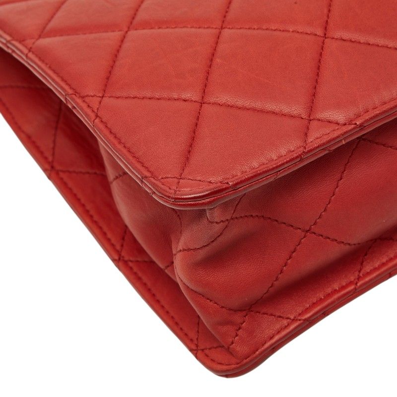 Chanel 2.55 CC Logo Quilted Chain Shoulder Bag 2-Way Red Leather — view 5