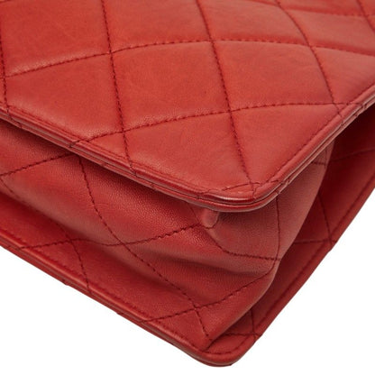 Chanel 2.55 CC Logo Quilted Chain Shoulder Bag 2-Way Red Leather — view 4