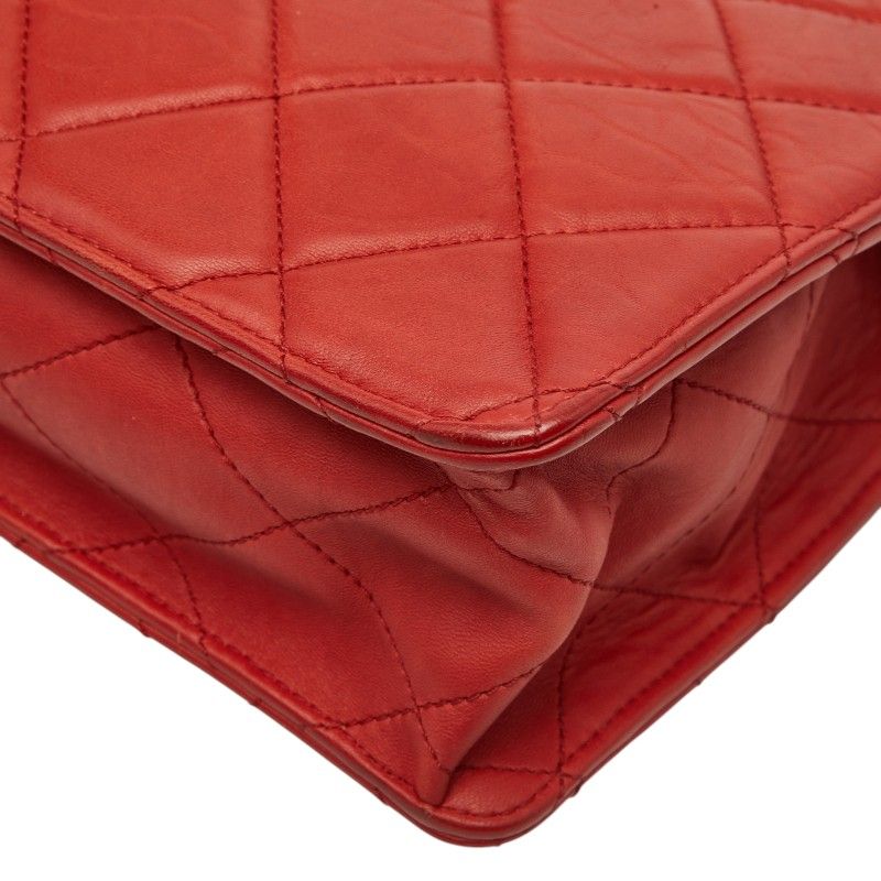 Chanel 2.55 CC Logo Quilted Chain Shoulder Bag 2-Way Red Leather — view 6