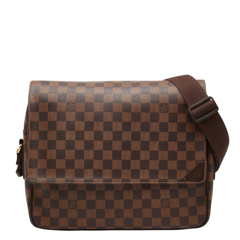Louis Vuitton Damier Shelton MM Crossbody Shoulder Bag Brown Leather