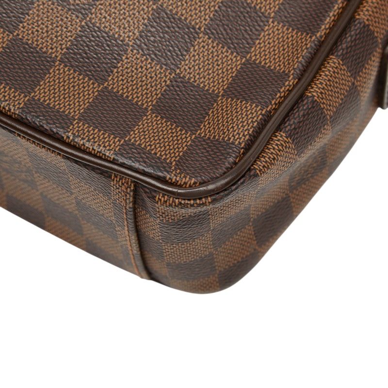 Louis Vuitton Damier Shelton MM Crossbody Shoulder Bag Brown Leather — view 6
