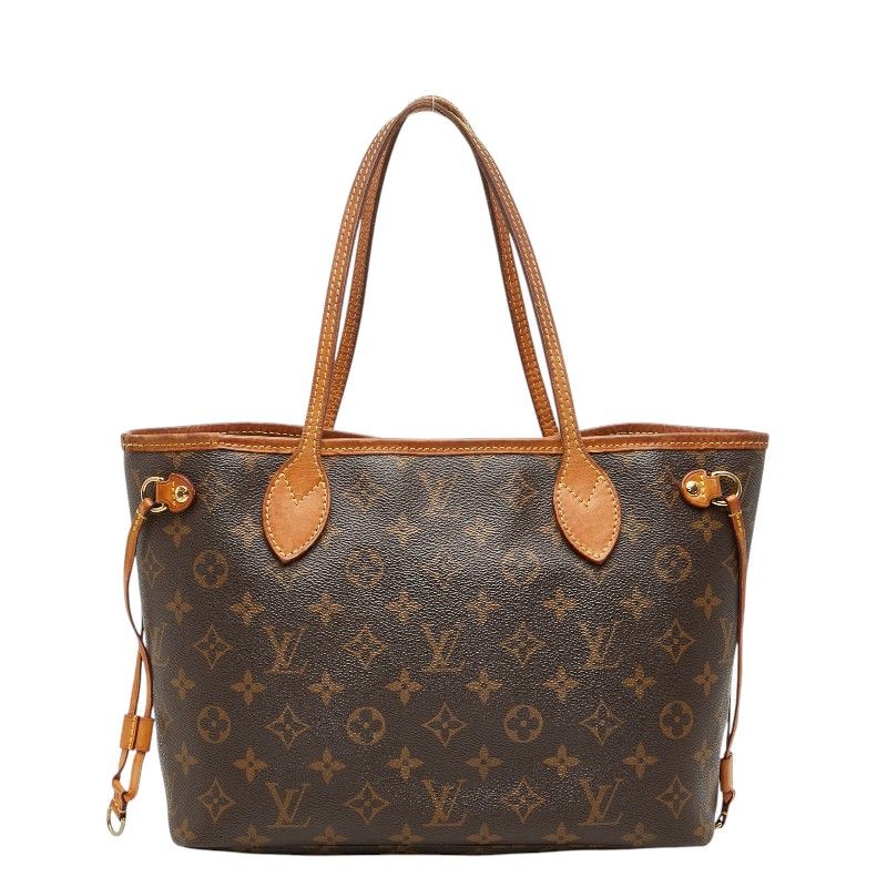 Louis Vuitton Monogram Neverfull PM Tote Brown Leather