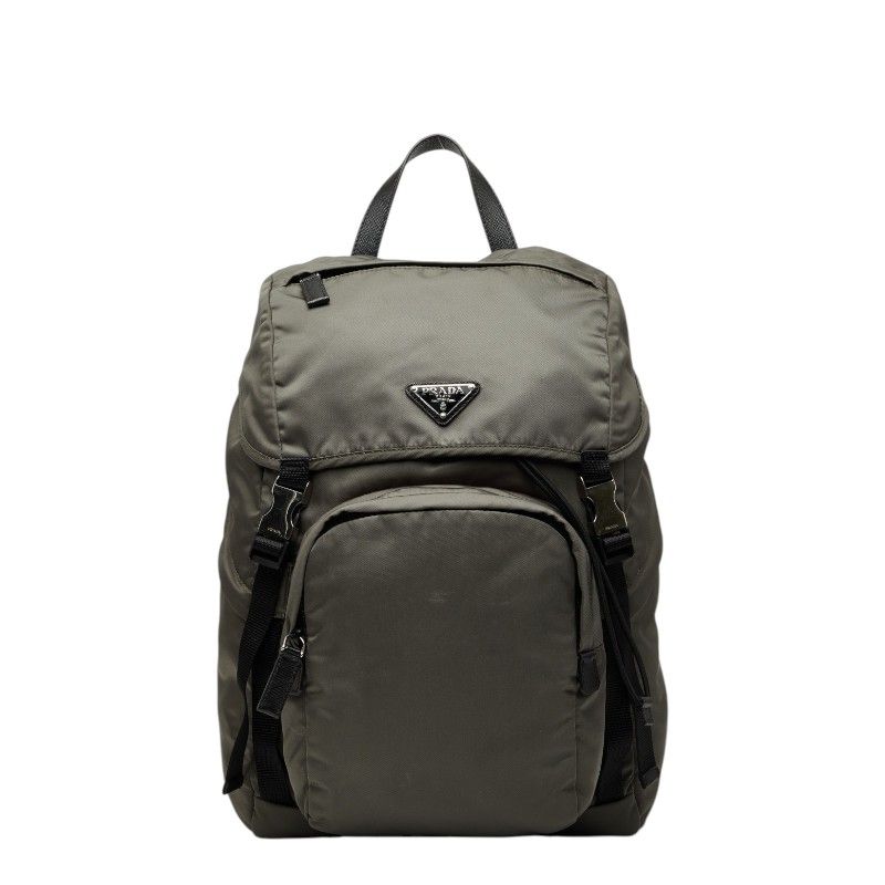 Prada Backpack Khaki Green Nylon Leather