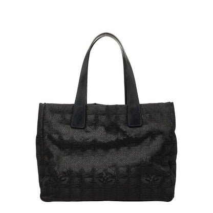 Chanel CC Logo New Travel Line Tote MM Black Nylon Leather