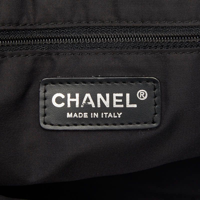 Chanel CC Logo New Travel Line Tote MM Black Nylon Leather — view 9