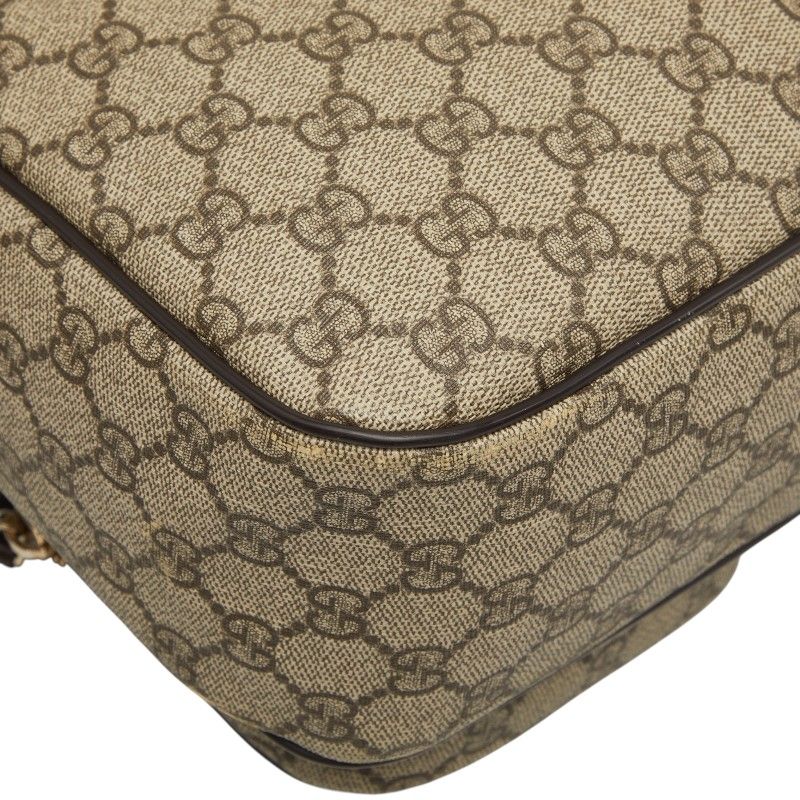 Gucci GG Supreme Crossbody Shoulder Bag Beige Brown Leather — view 7