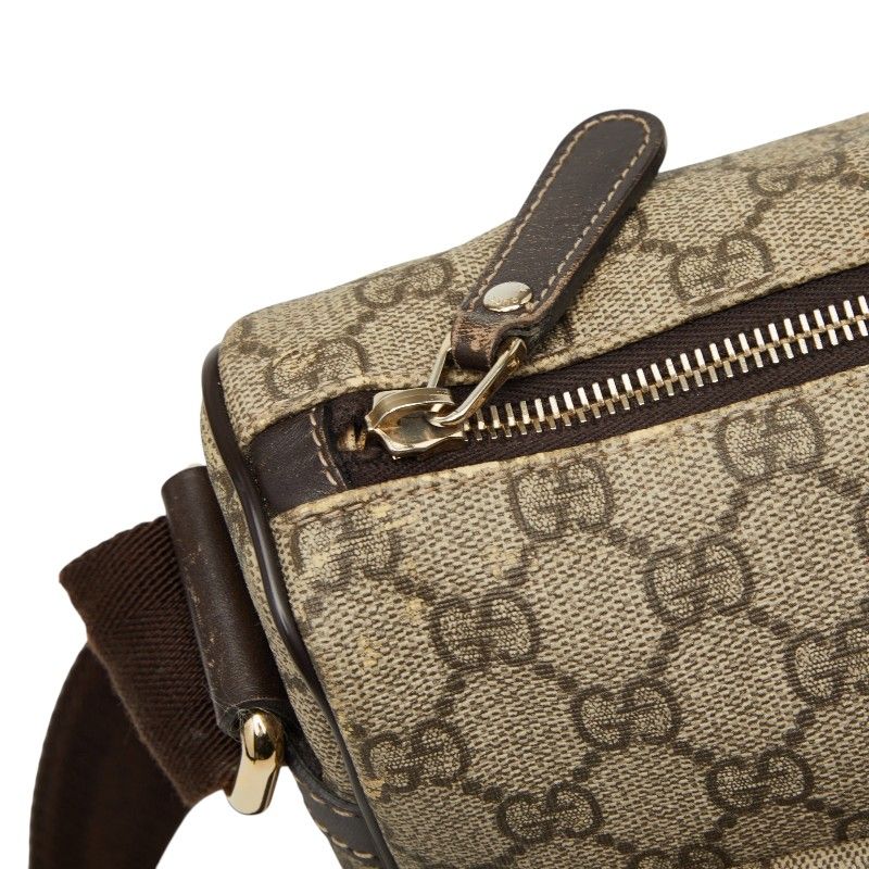 Gucci GG Supreme Crossbody Shoulder Bag Beige Brown Leather — view 8