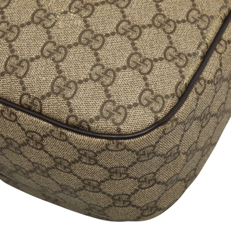 Gucci GG Supreme Crossbody Shoulder Bag Beige Brown Leather — view 6