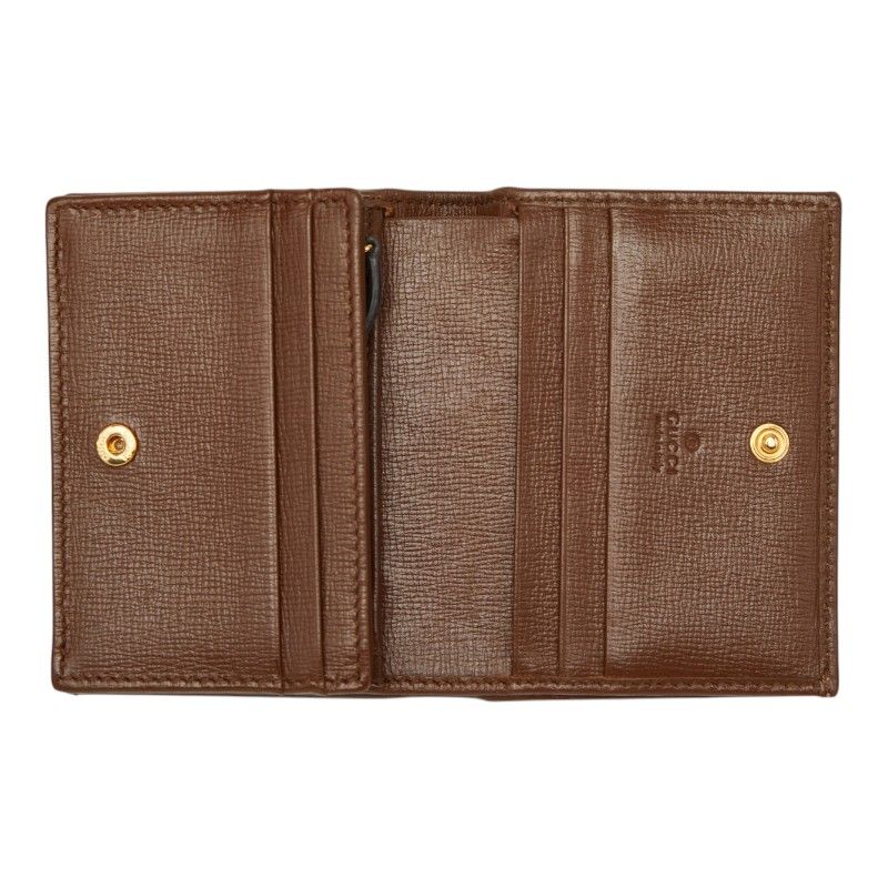 Gucci GG Supreme Horsebit Bifold Wallet Compact Beige Brown Leather — view 6