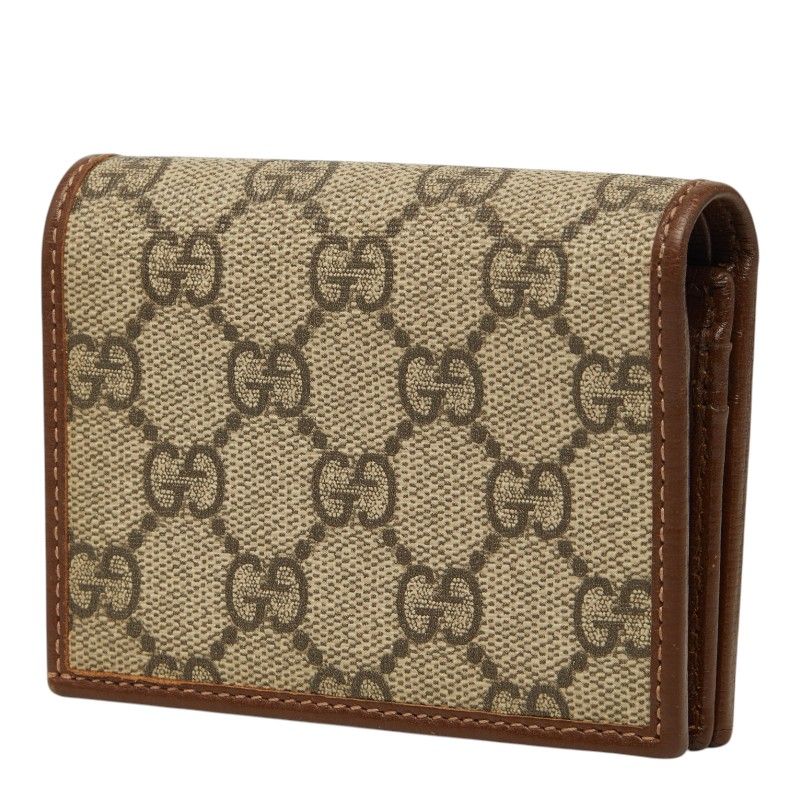 Gucci GG Supreme Horsebit Bifold Wallet Compact Beige Brown Leather — view 2