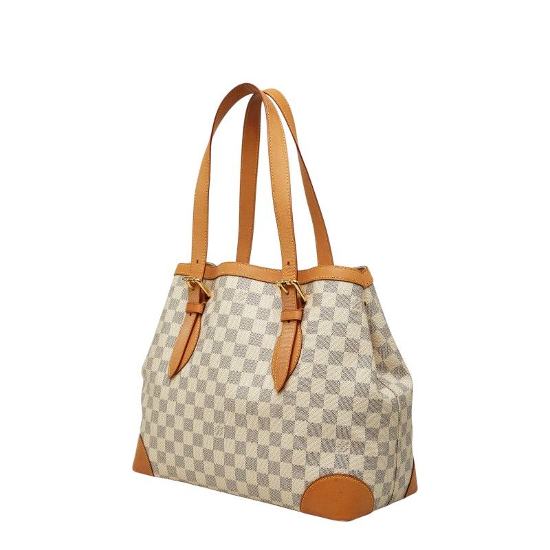 Louis Vuitton Damier Azur Hampstead MM Tote Shoulder Bag White Leather — view 2