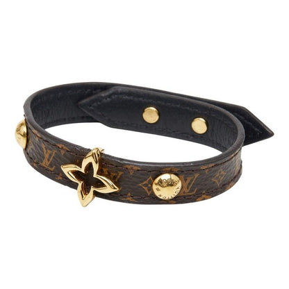 Louis Vuitton Monogram Bracelet Blue Mining 17 Brown Leather