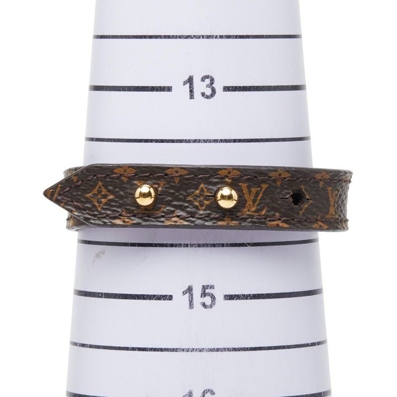 Louis Vuitton Monogram Bracelet Blue Mining 17 Brown Leather — view 7