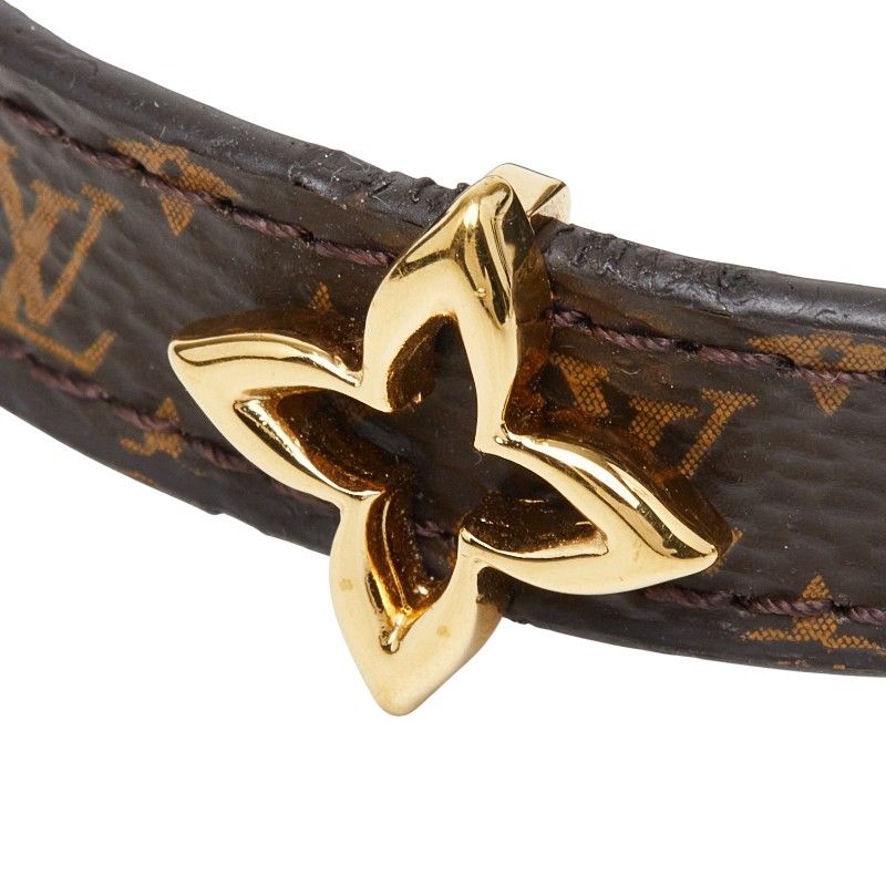 Louis Vuitton Monogram Bracelet Blue Mining 17 Brown Leather — view 3