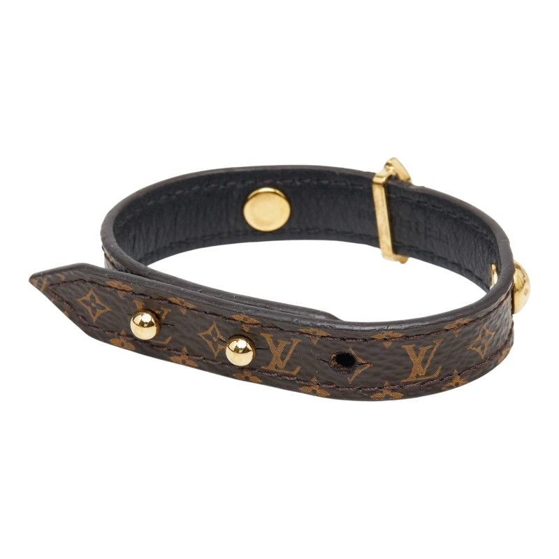 Louis Vuitton Monogram Bracelet Blue Mining 17 Brown Leather — view 2