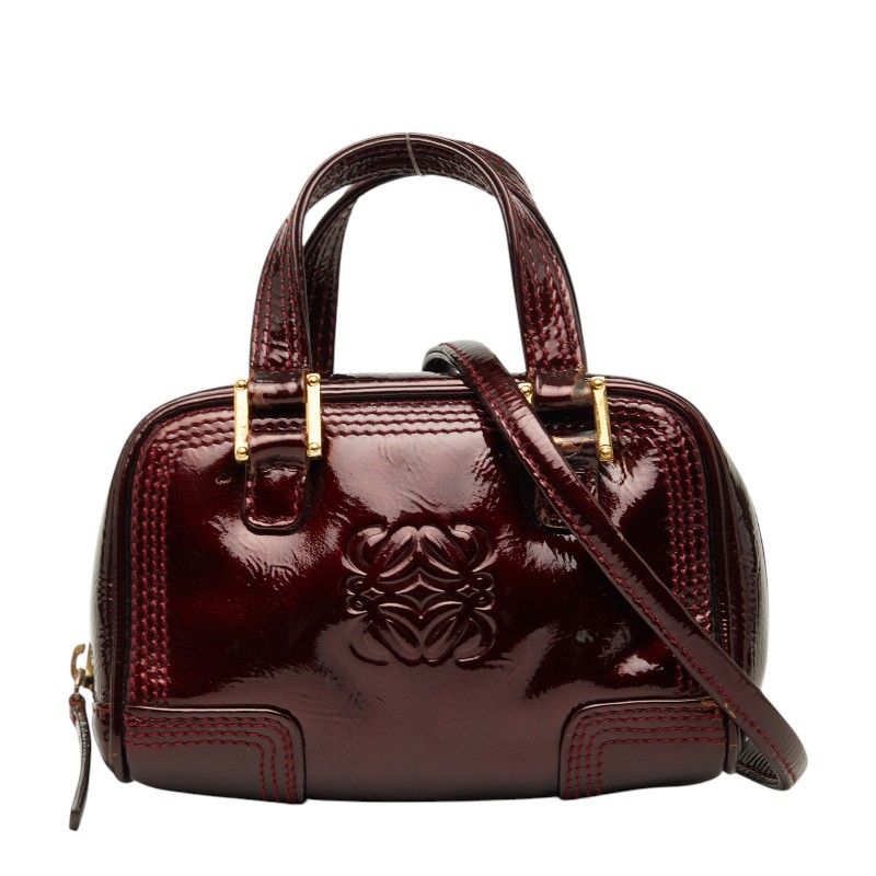 Loewe Amazona Micro Mini 2-Way Shoulder Bag Wine Red Bordeaux Enamel