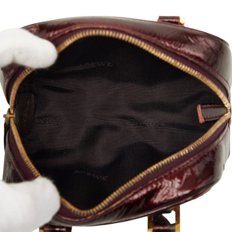 Loewe Amazona Micro Mini 2-Way Shoulder Bag Wine Red Bordeaux Enamel — view 8