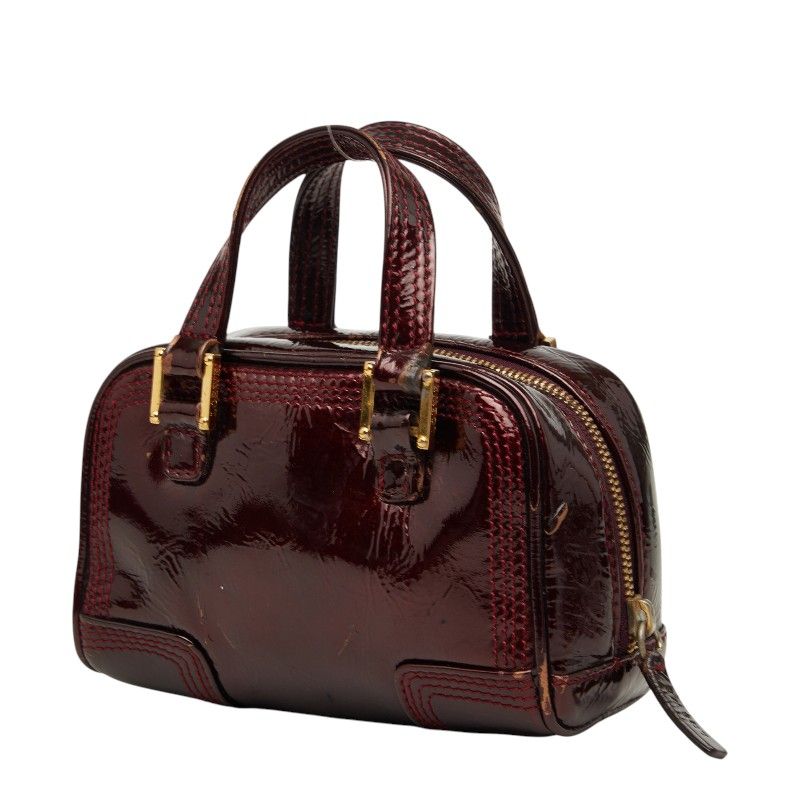 Loewe Amazona Micro Mini 2-Way Shoulder Bag Wine Red Bordeaux Enamel — view 2