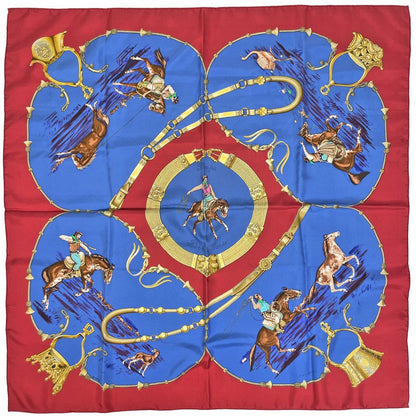 Hermes Carre 90 Pampa Prairie Scarf Silk Red Multicolor
