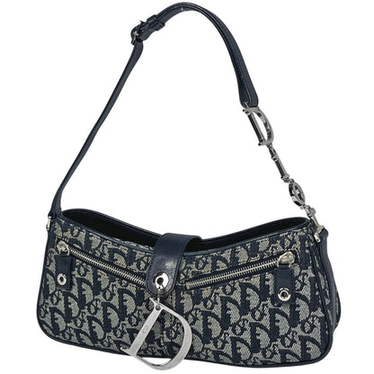 Dior Trotter Pattern Shoulder Bag Canvas Black