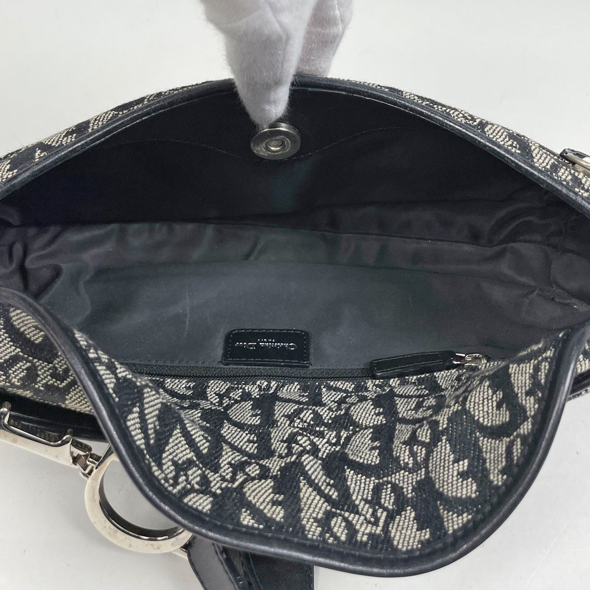Dior Trotter Pattern Shoulder Bag Canvas Black — view 9