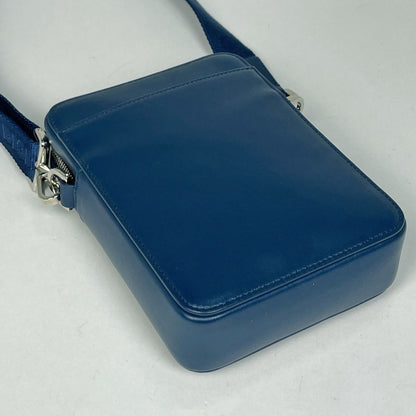 Dior World Tour Messenger Shoulder Bag Pouch Trotter Pattern Leather Blue — view 2