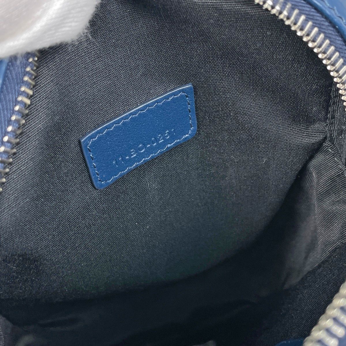 Dior World Tour Messenger Shoulder Bag Pouch Trotter Pattern Leather Blue — view 6