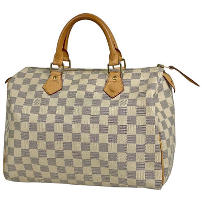 Louis Vuitton Speedy 30 Boston Bag Damier Azur White