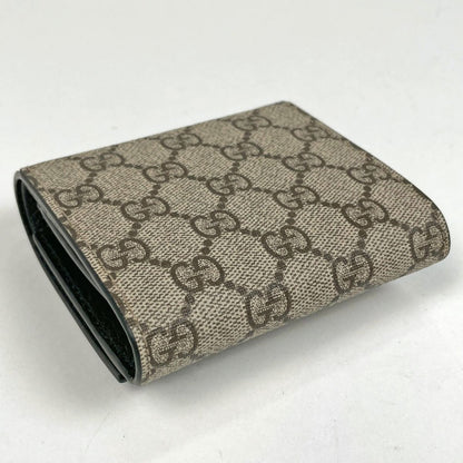 Gucci Double Bicolor Compact Wallet GG Supreme Bifold Beige Black — view 2
