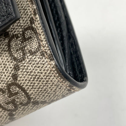 Gucci Double Bicolor Compact Wallet GG Supreme Bifold Beige Black — view 3