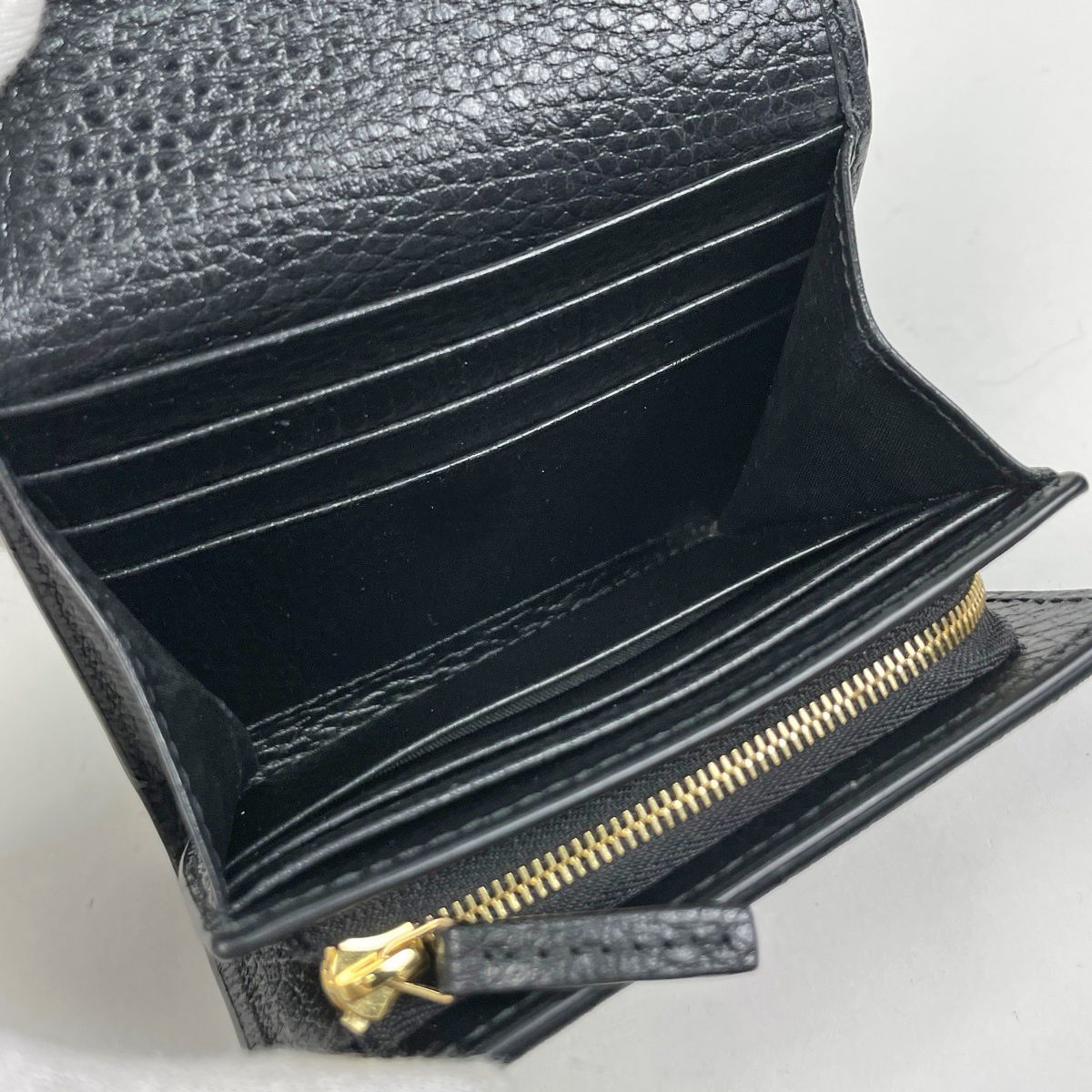 Gucci Double Bicolor Compact Wallet GG Supreme Bifold Beige Black — view 5