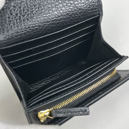 Gucci Double Bicolor Compact Wallet GG Supreme Bifold Beige Black — view 5
