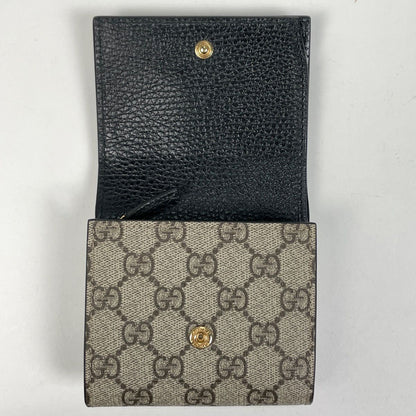 Gucci Double Bicolor Compact Wallet GG Supreme Bifold Beige Black — view 7