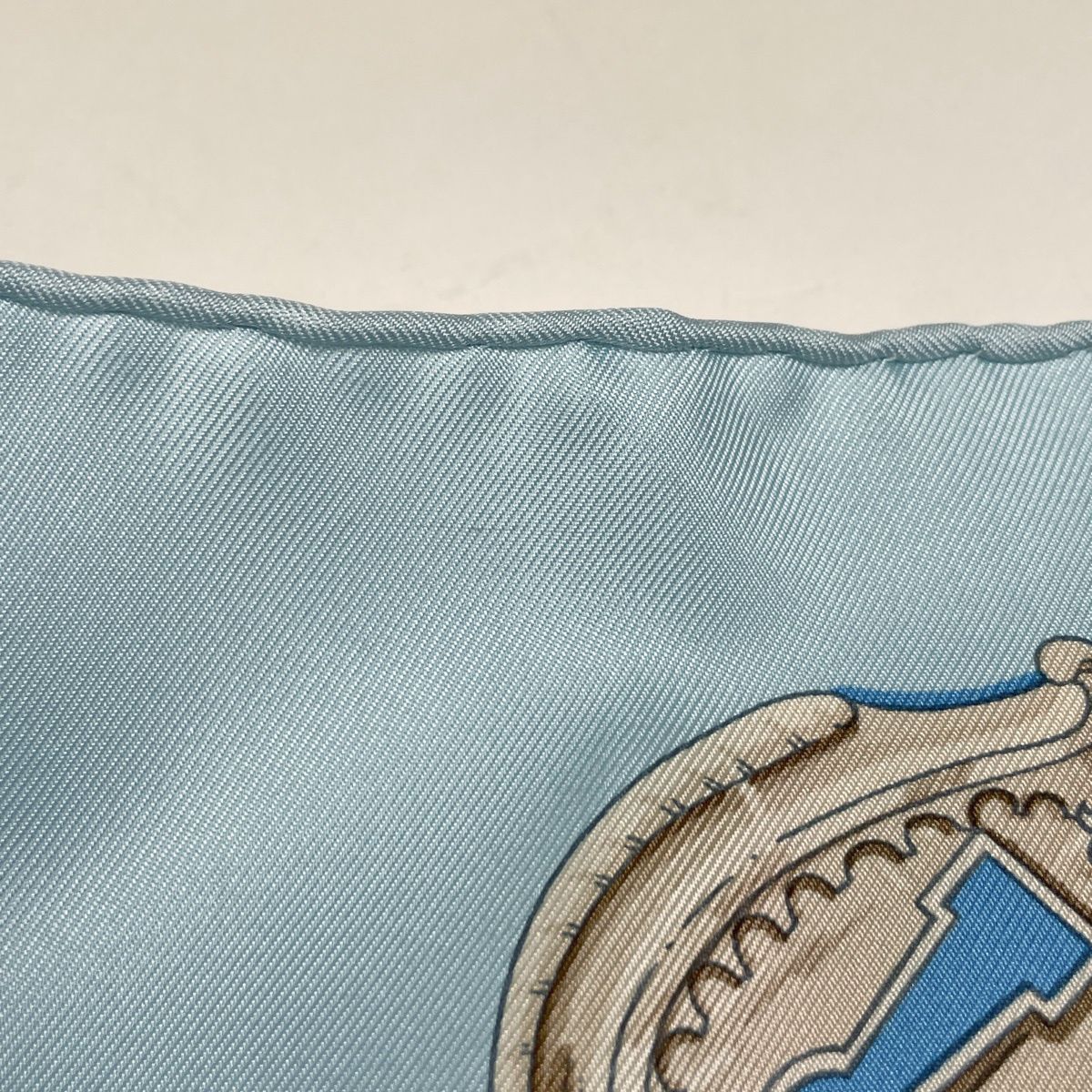 Hermes Carre 90 Key Pattern Key Scarf Silk Blue Brown — view 3