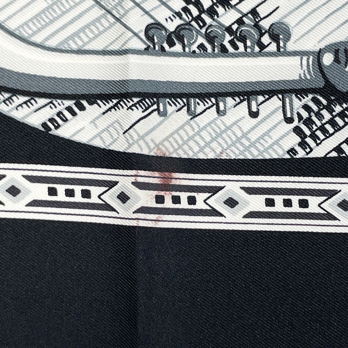 Hermes Carre 90 Au Son du Tam Scarf Silk Black White — view 3
